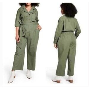 NILI LOTAN x TARGET Olive Green Jumpsuit Long Sleeve Tie Waist Military Look 1X